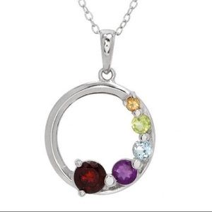 Sterling Silver Circle Journey Gemstone Necklace